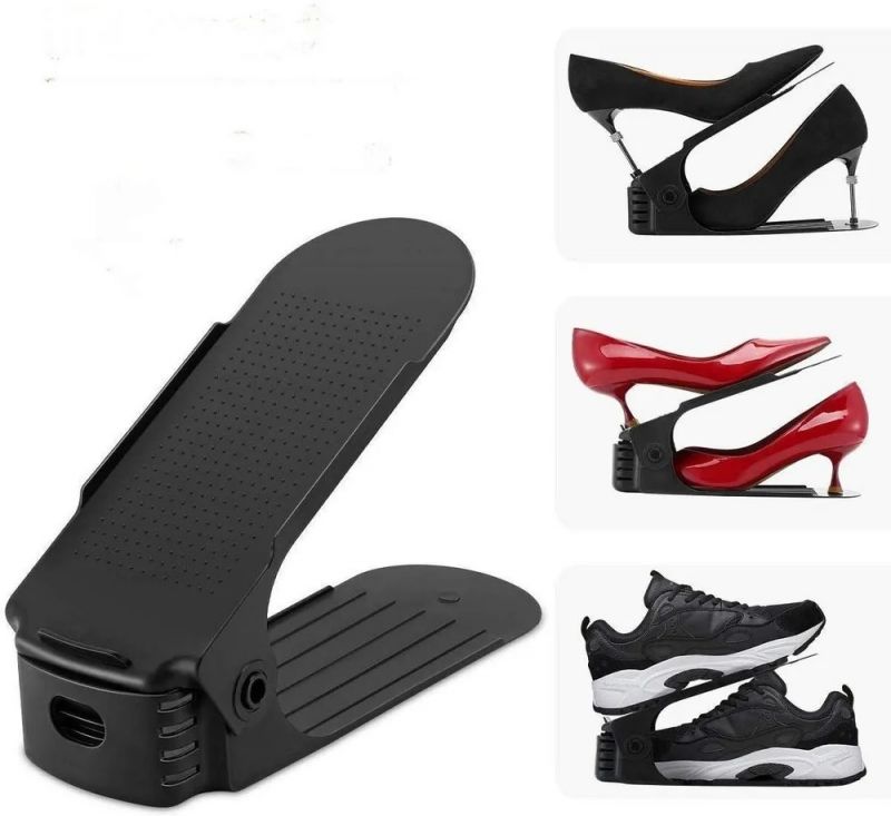 Buy Pack Of 4 Plastic Double Deck Space Saving Shoe Rack Stand online