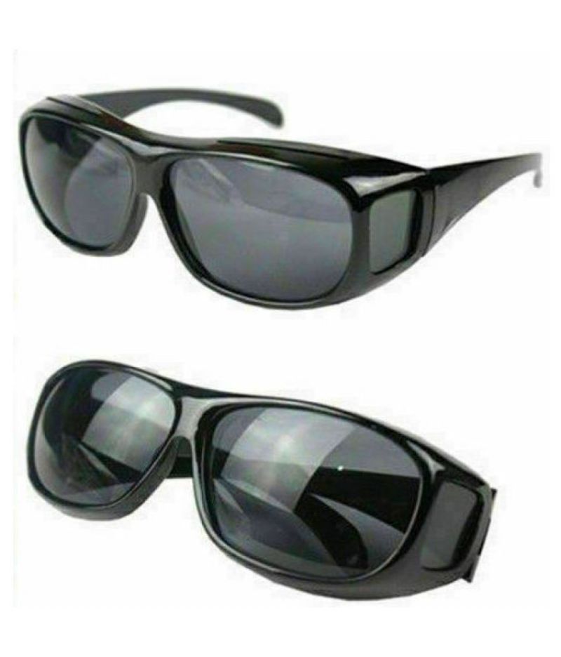 Buy Unisex HD Night Vision Driving Men Women Sunglasses Over Wrap Around Glasses ( Black ) Set Of 2 online