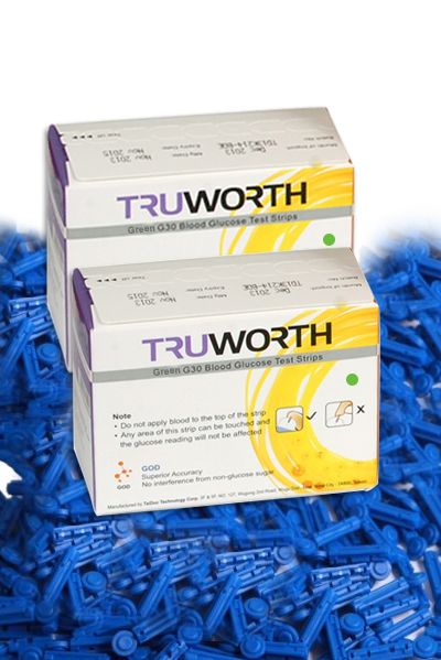 Buy Truworth G-30 French Green Test Strips Combo 100 + 100 Free Lancets online