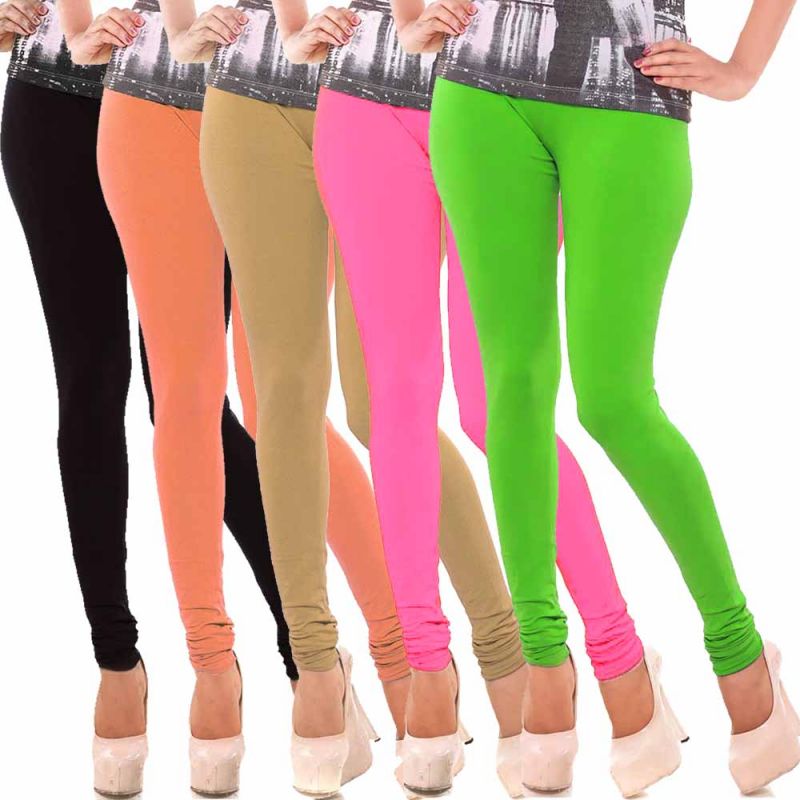 Buy Vivan Creation Women Stylish Colorful Comfortable 5 PC Cotton Churidaar Leggings Set (product Code - Dl5comb723) online