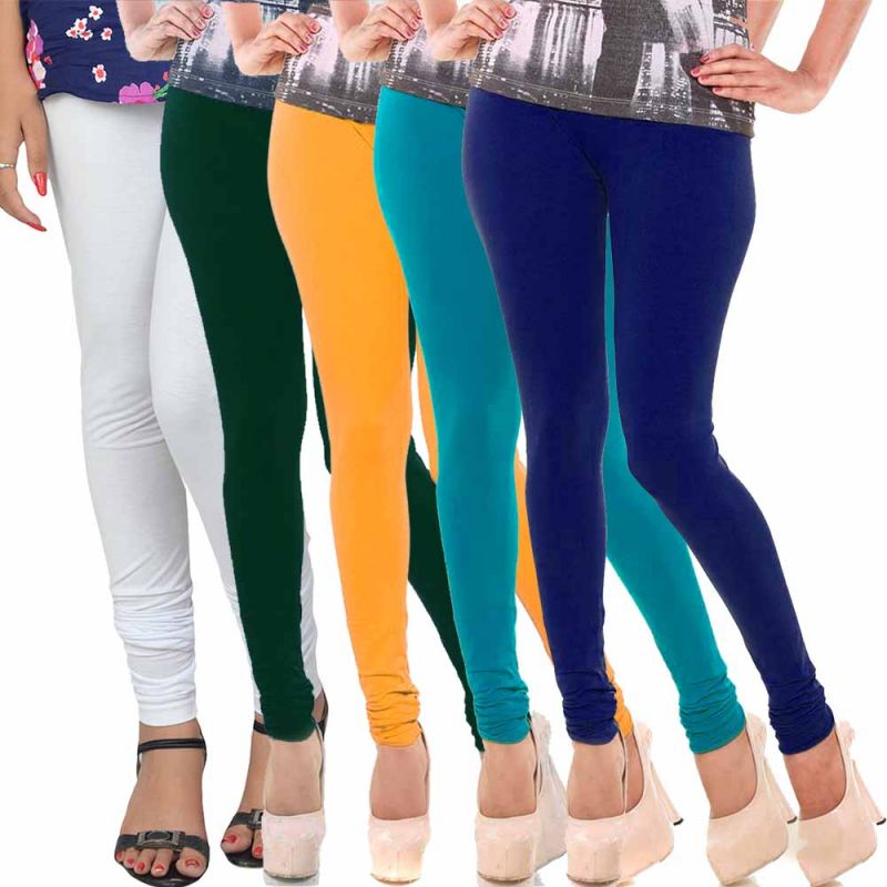Buy Vivan Creation Women Stylish Colorful Comfortable 5 Pc Cotton Churidaar Leggings Set online