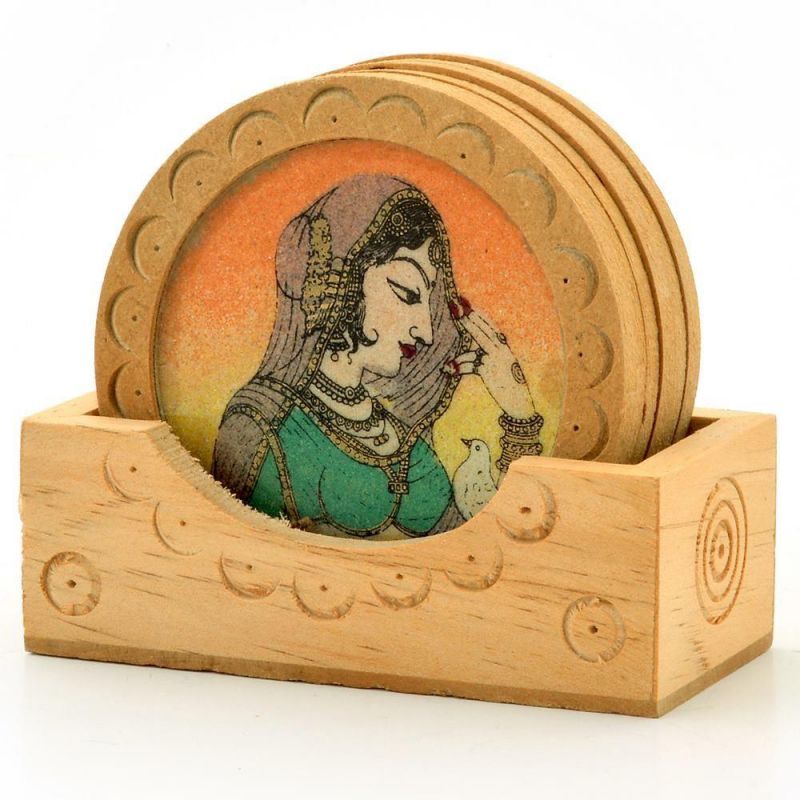 Buy Vivan Creation Gemstone Painting Wooden Tea Coasters Gift online