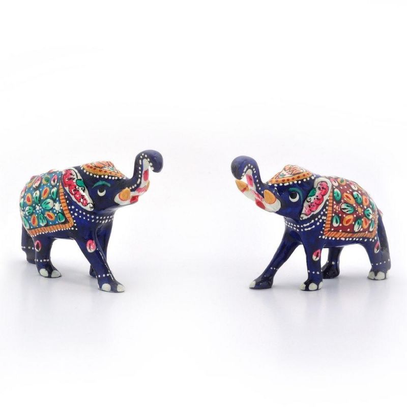Buy Vivan Creation Enamel Work Pure Brass Elephant Pair Gift -133 online