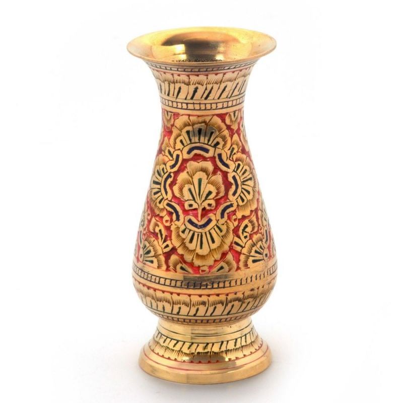Buy Vivan Creation Colorful Meenakari Work Flower Vase Pure Metal online