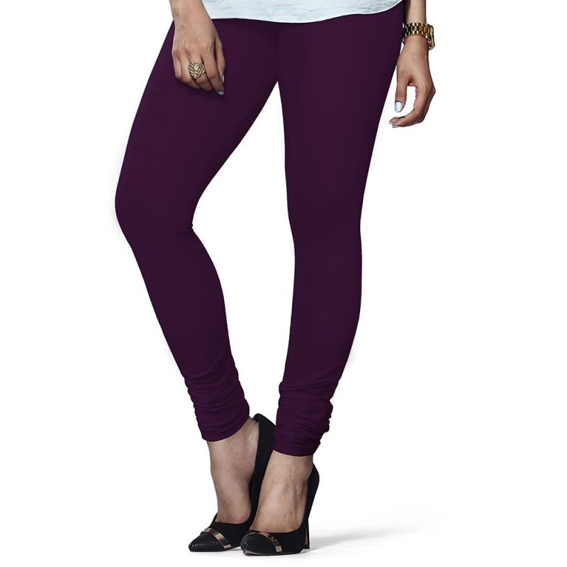 Buy Vivan Creation Women Stylish Dark Purple Color Comfortable Cotton Churidaar Leggings online
