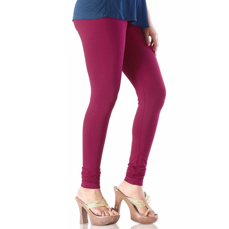 Buy Vivan Creation Ladies Stylish Maroon Color Comfortable Cotton Churidaar Leggings online