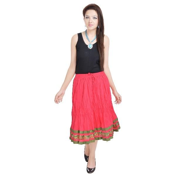 Buy Vivan Creation Rajasthani Short Pink Skirt Free Size online
