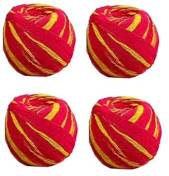 Buy Kuhu Creations Vedroopam Sacred Kalawa Mauli Thread Puja, Nazar Dhaga, (red Yellow Cotton Ball, 4 Units) online