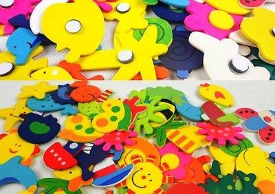 Buy Fridge Magnet 24 PCs Wooden Stickers In Vivid Shapes Cute And Beautiful online