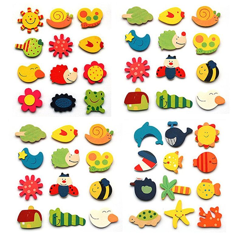 Buy Kuhu Creations Supreme Fridge Magnet Wooden Stickers In Vivid Color Cute And Beautiful. (vivid Color Thin Shapes 24 Pcs) online