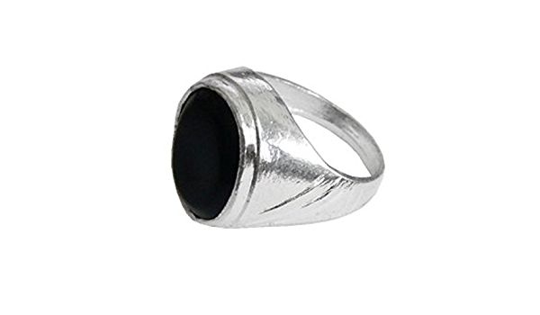 Buy Black Silver Oval - Shape Stone Design Alloy Fingure Ring For Men Boys 25 Size online