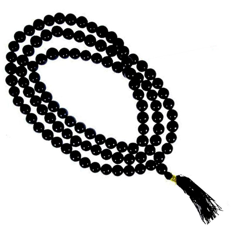 Buy Hakik (agate) Black Mala - Rosary Mala Prayer Beads 108 Beads - Thread online