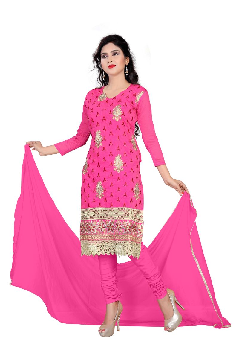 Buy Shree Vardhman Rani Chanderi Unstitched Straight Salwar Suit Dress Material online