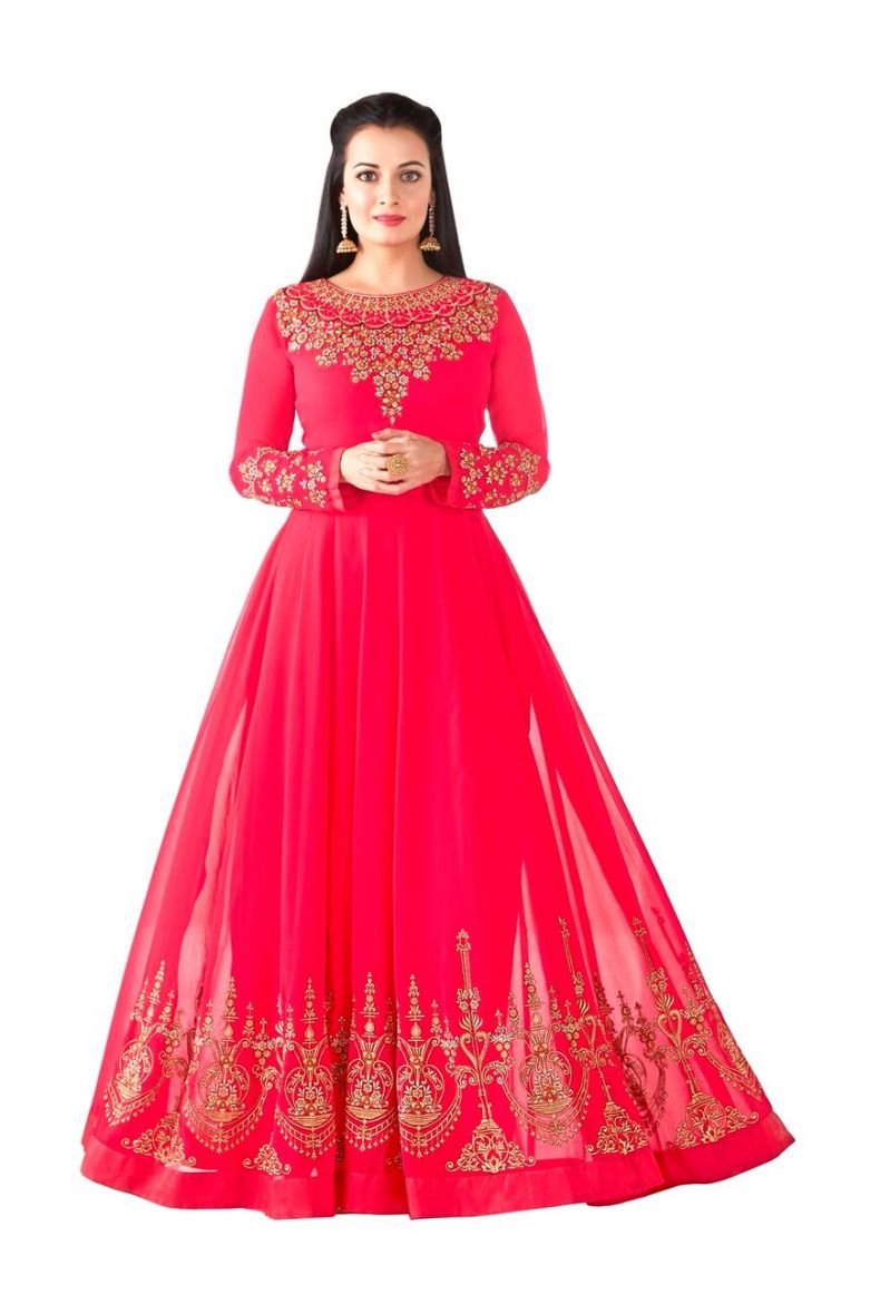 Buy Style Amaze Pink Heavy Georgette Semi-stitched Anarkali Suit (code -sasunday-2102) online