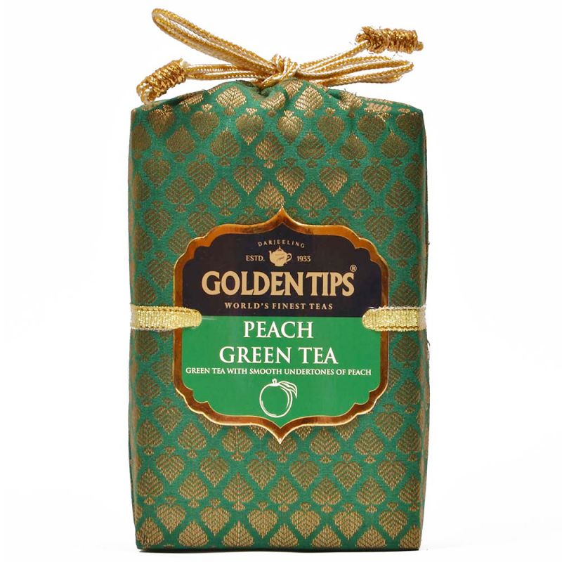 Buy Golden Tips Peach Green Tea - Brocade Bag, 100G online