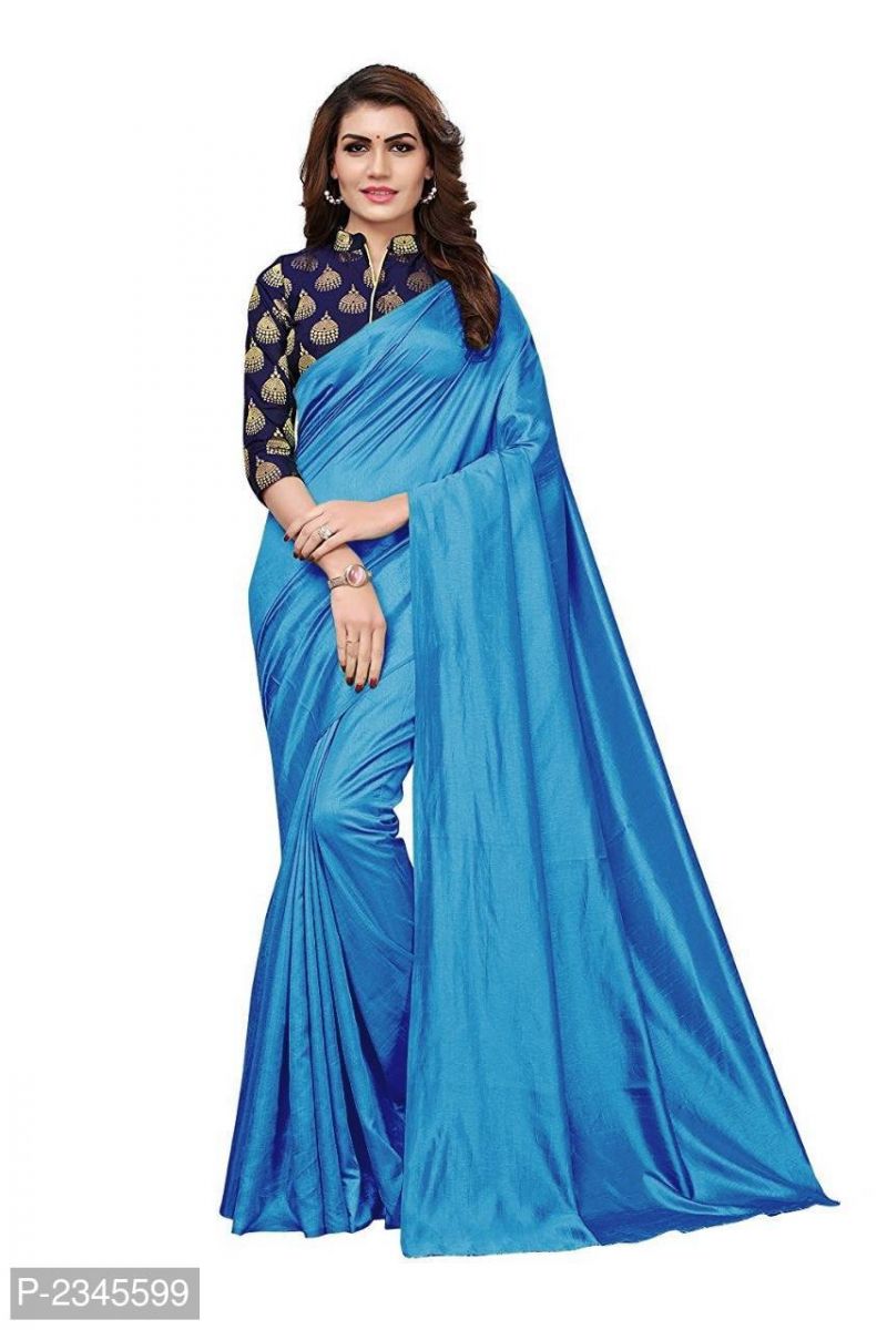 Buy Mahadev Enterprises Turquoise Silk Saree With Jacquard Blouse Pics online