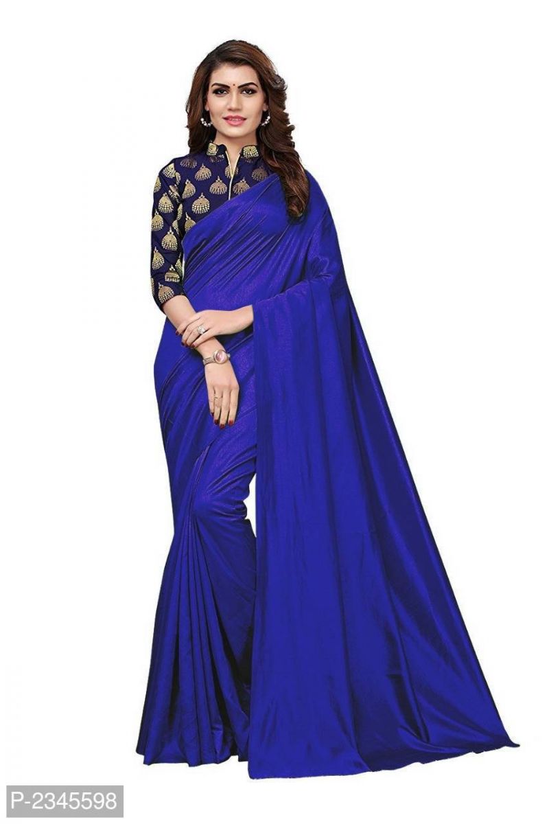 Buy Mahadev Enterprises Blue Silk Saree With Jacquard Blouse Pics online