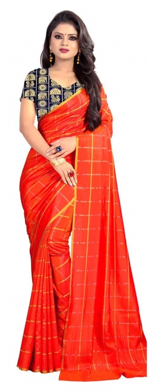 Buy Mahadev Enterprise Red Panther Plain Silk Saree With Jacquard Blouse Pics ( Code -bbc137e) online