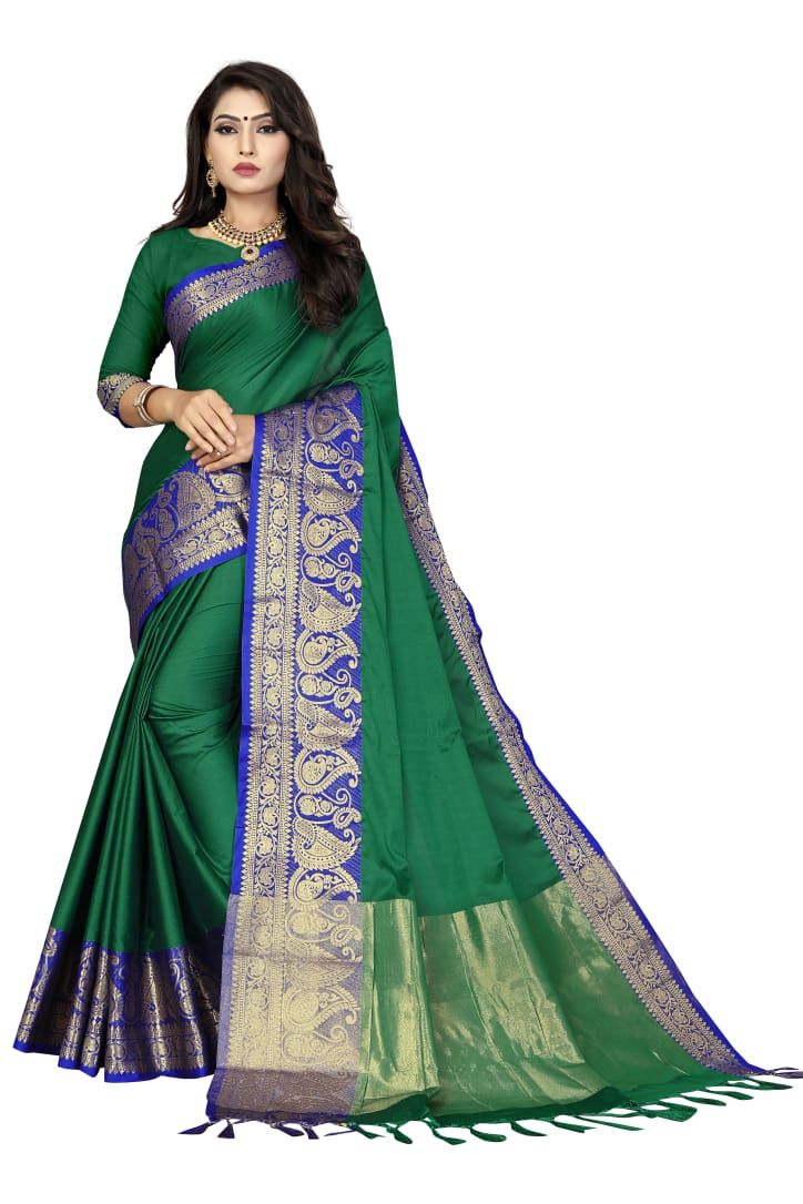 Buy Mahadev Enterprise Multicoloured Soft Cotton Saree With Running Blouse Pics online