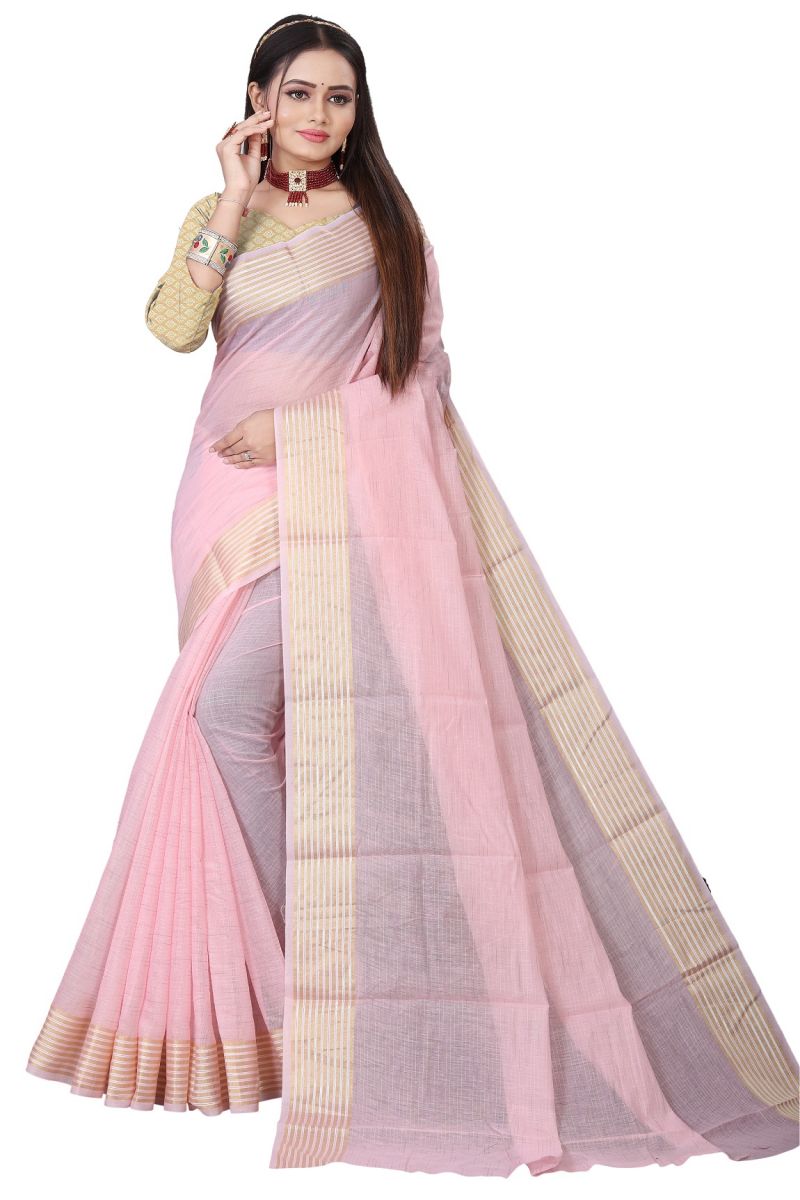 Buy Mahadev Enterprise Trendy Linen Cotton Saree With Jacquard Blouse Piece(dc247a) online