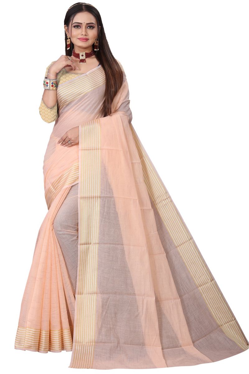 Buy Mahadev Enterprise Trendy Linen Cotton Saree With Jacquard Blouse Piece(dc247b) online