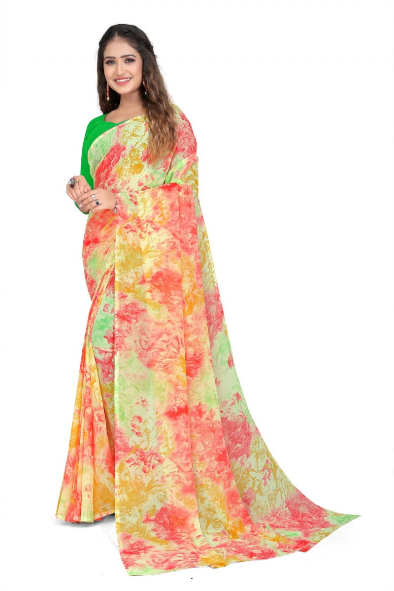 Buy Mahadev Enterprise Georgette Saree With Separate Blouse Piece (dc277aa) online