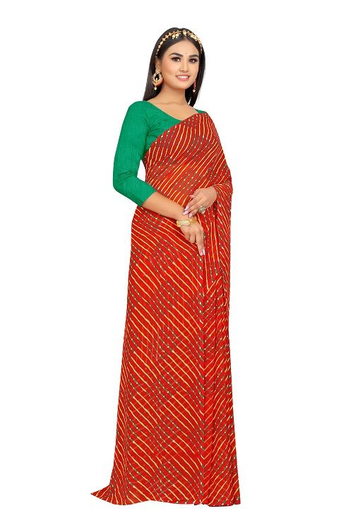 Buy Mahadev Enterprise Georgette Printed Saree With Running Blouse Piece (dc266red) online