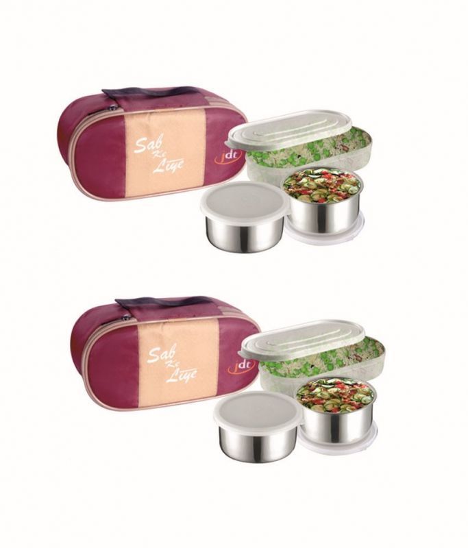 Buy One Plastic & Two Stainless Steel Air Tight Containers Lunch Box/tiffin Set online