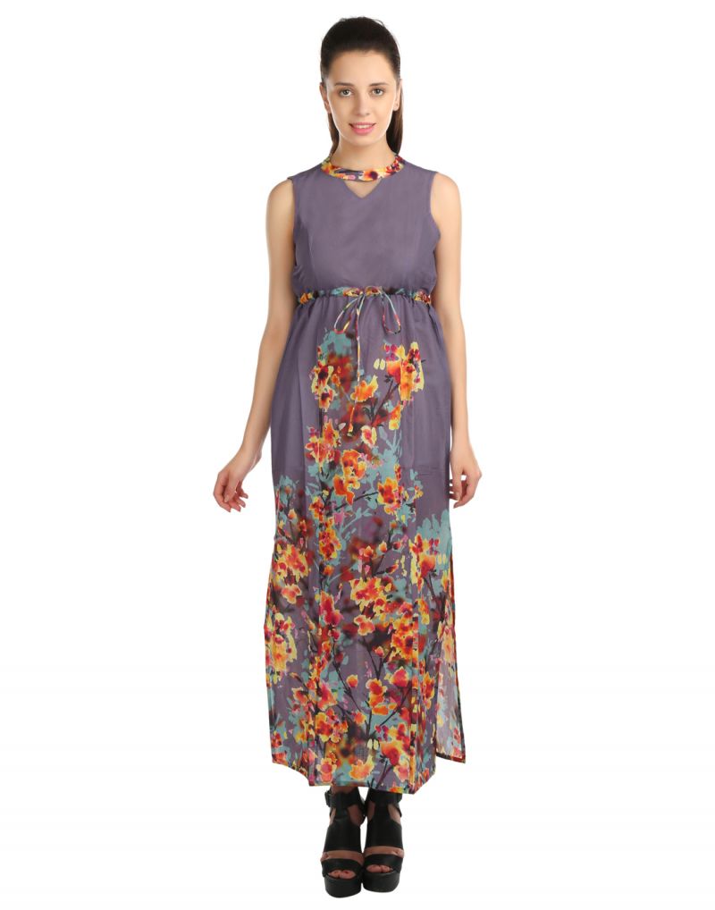 Buy Opus Party A-Line 100% Cotton Purple Women'S Dress online