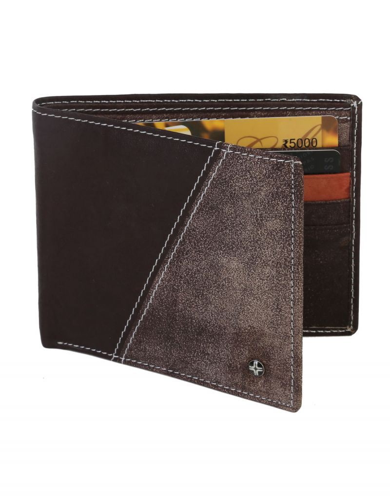Buy Jl Collections 8 Card Slots Men's Dark Brown Leather Wallet online