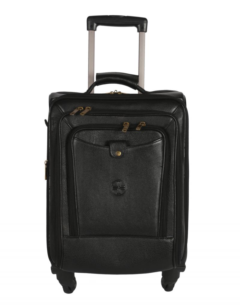 Buy Jl Collections 22 Inches Leather Trolley Bag online