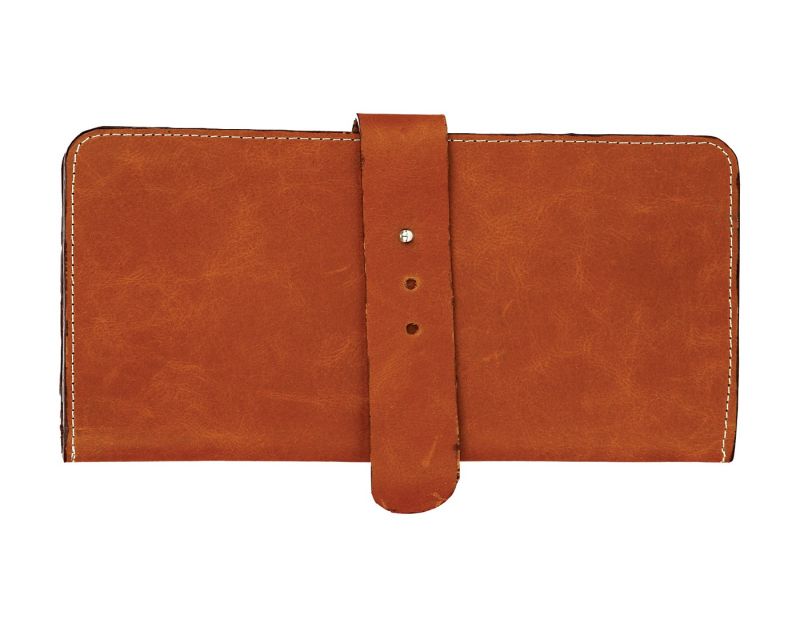 Buy Jl Collections 7 Card Slots Camel Unisex Leather Travel Wallet online