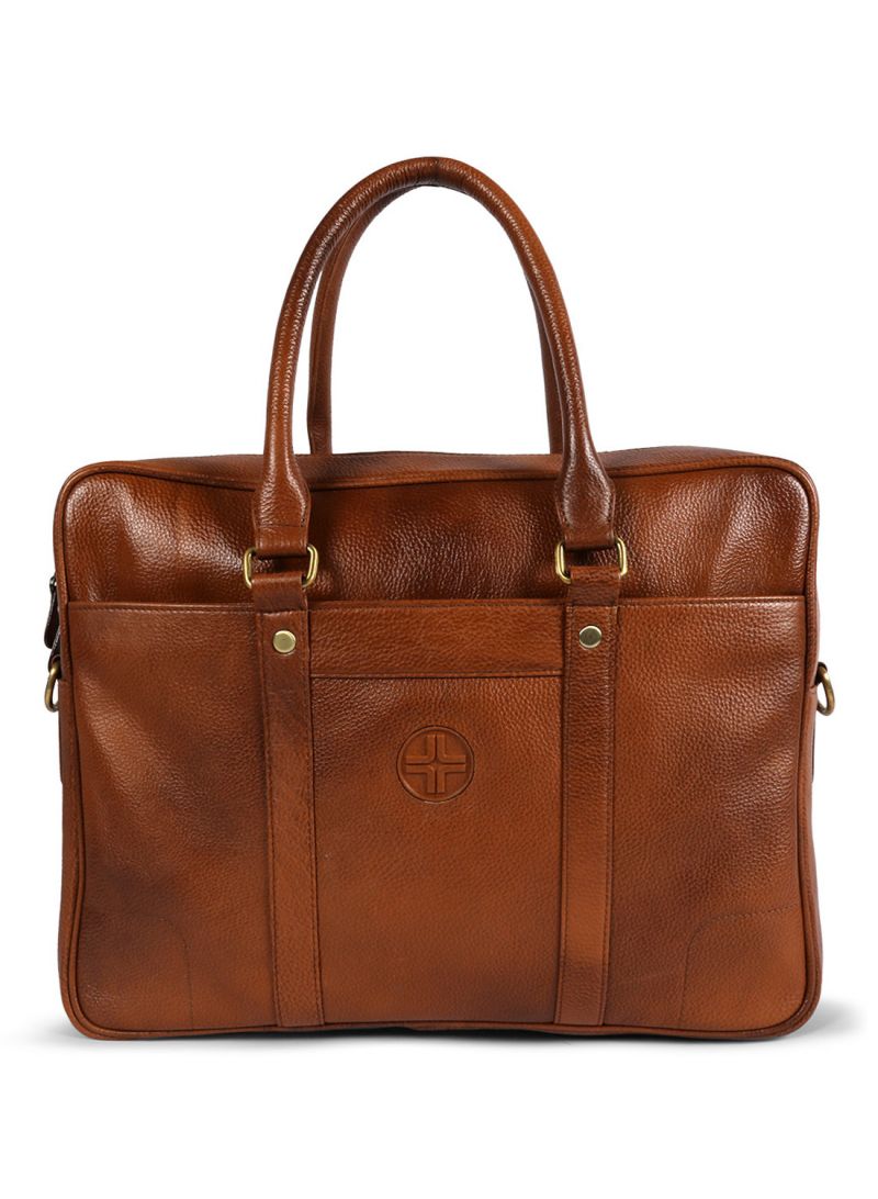 Buy Jl Collections Brown Leather Laptop Executive Messenger Bag For Unisex online