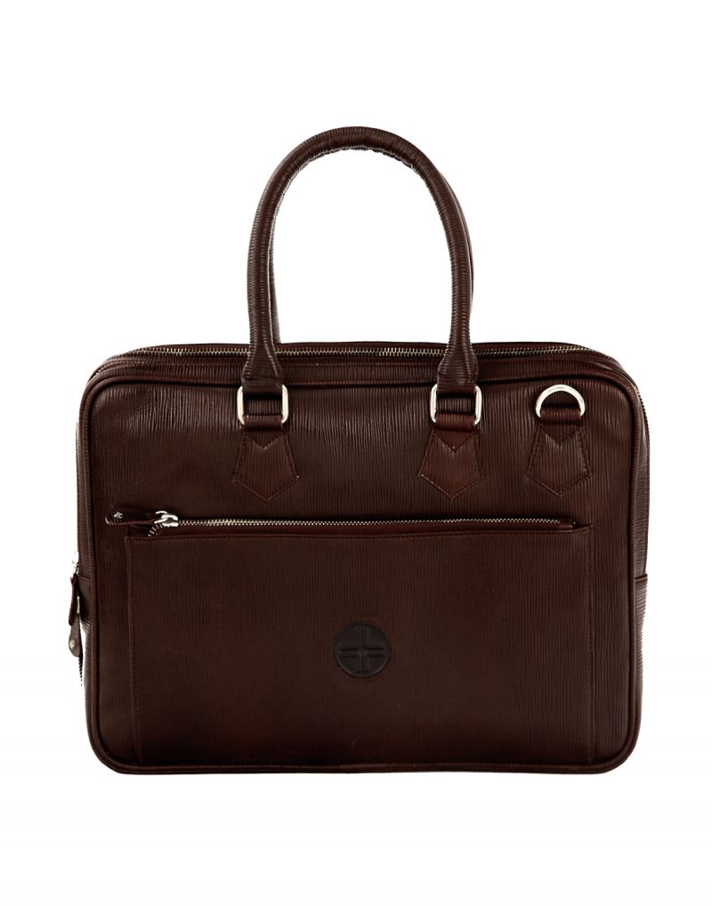 Buy Jl Collections Dark Brown Leather Laptop Executive Messenger Bag For Unisex online