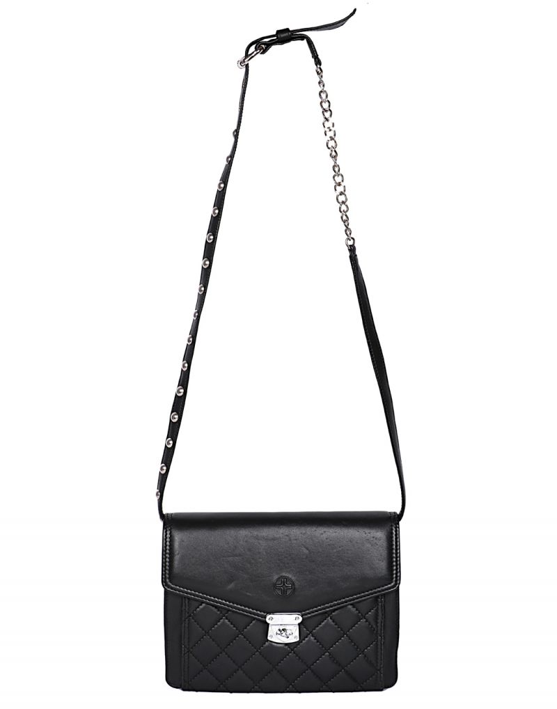 Buy Jl Collections Women's Leather Black Sling Bag online