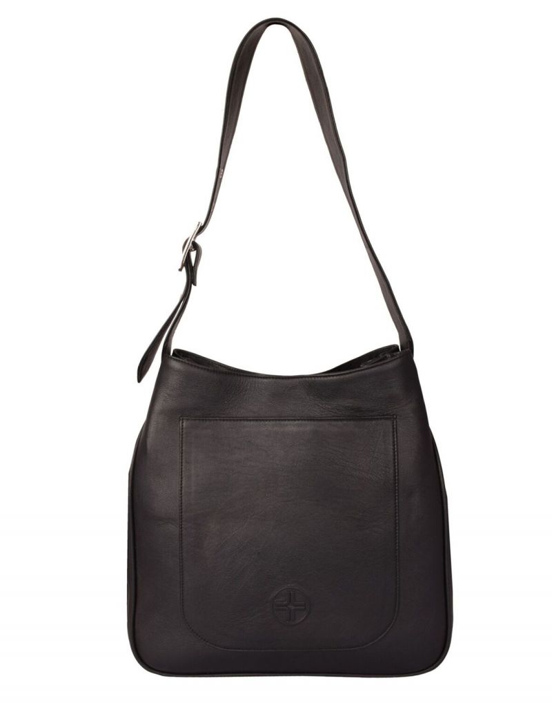 Buy Jl Collections Women's Leather Black Shoulder Bag online