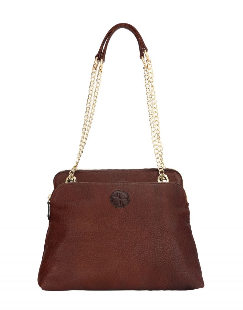 Buy JL Collections Womens Leather Brown Shoulder Bag online