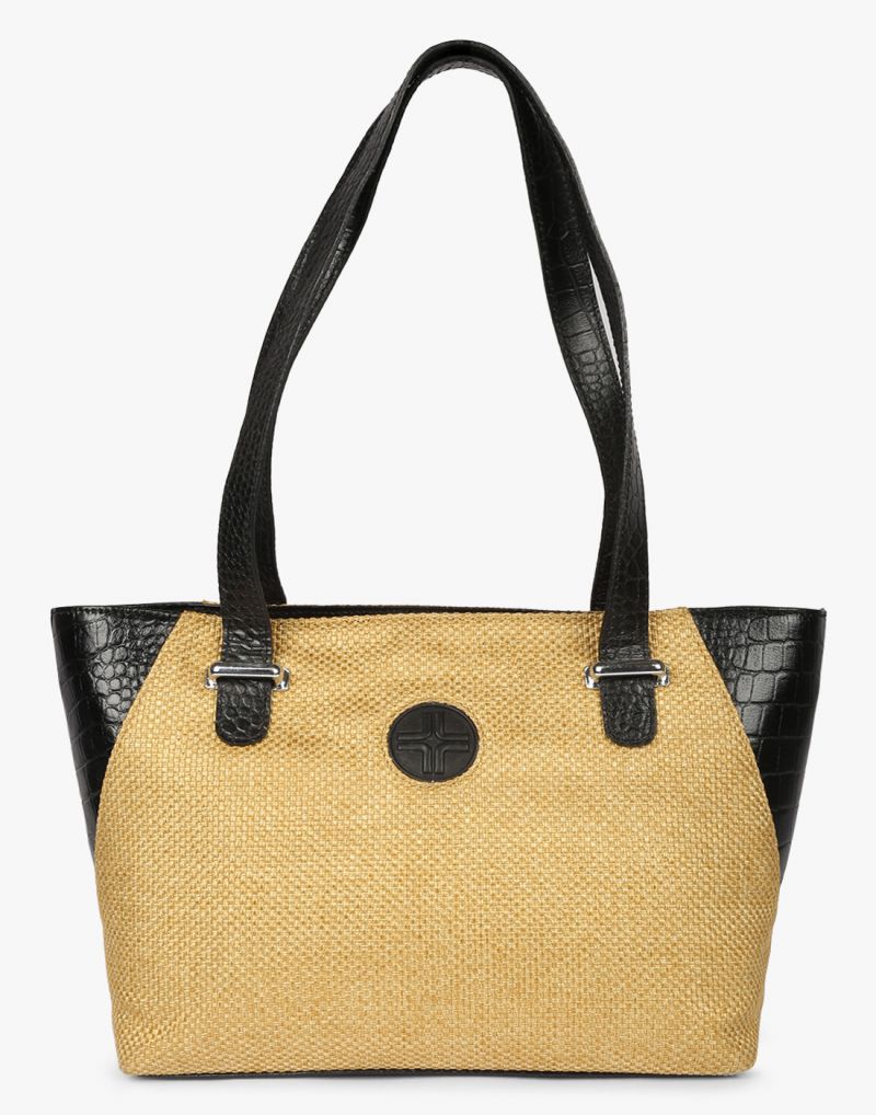 Buy JL Collections Women's Leather & Jute Brown and Beige Shoulder Bag online