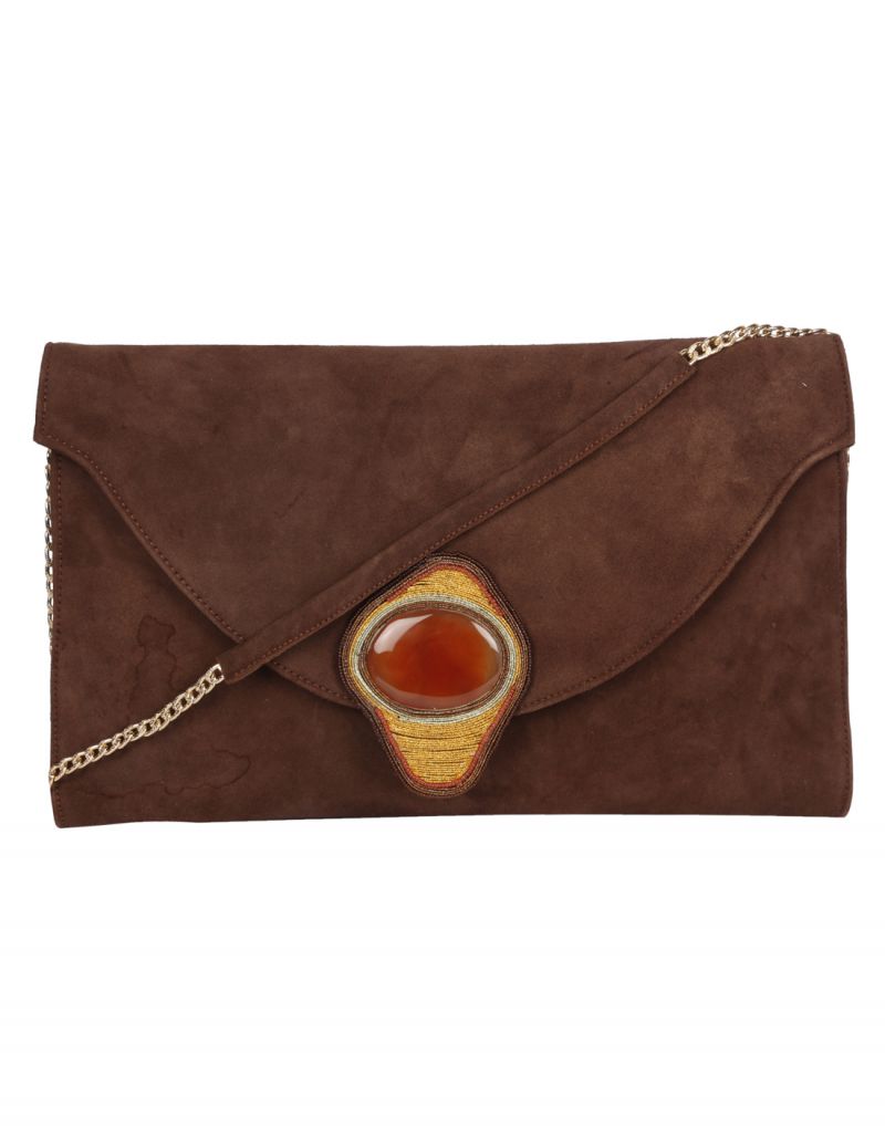 Buy Jl Collections Brown Women's Leather Clutches online