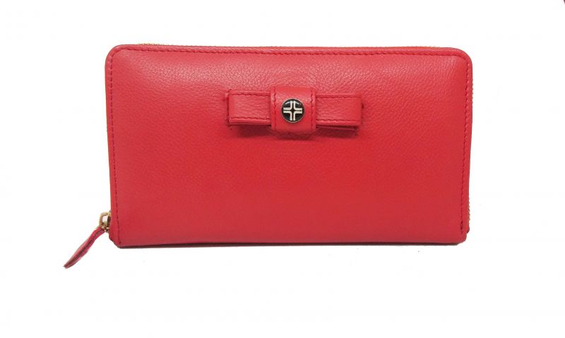 Buy Jl Collections Women's Red Leather Wallet With Phone Holder online
