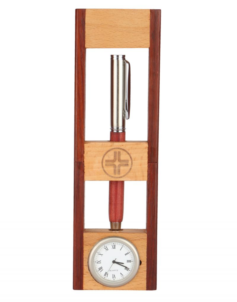 Buy Jl Collections Wooden Camel And Brown Pen Holder With Clock online