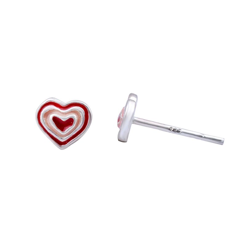 Buy Red Heart Stud Earring 925 Silver Enamel Stud Earring Jewelry online