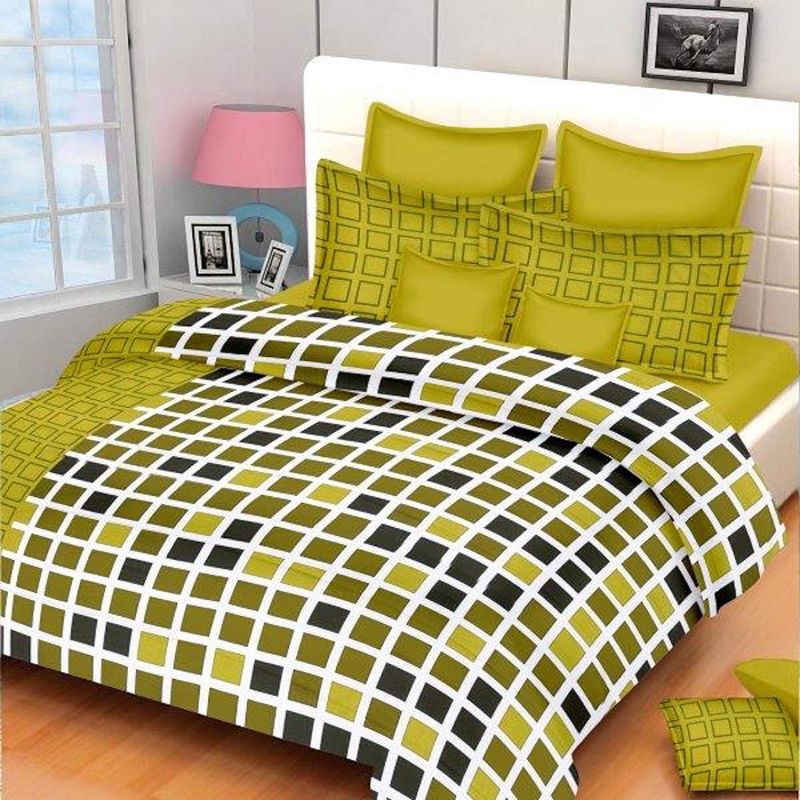 Buy Pure Cotton Double Bedsheet & 2 Pillow Covers from Panipat - Geometry pattern online