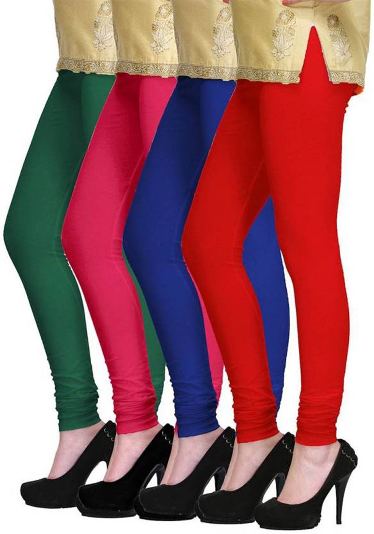 Buy Babble Women'S Cotton Combo Of 4 Multi Color Leggings Free Size online