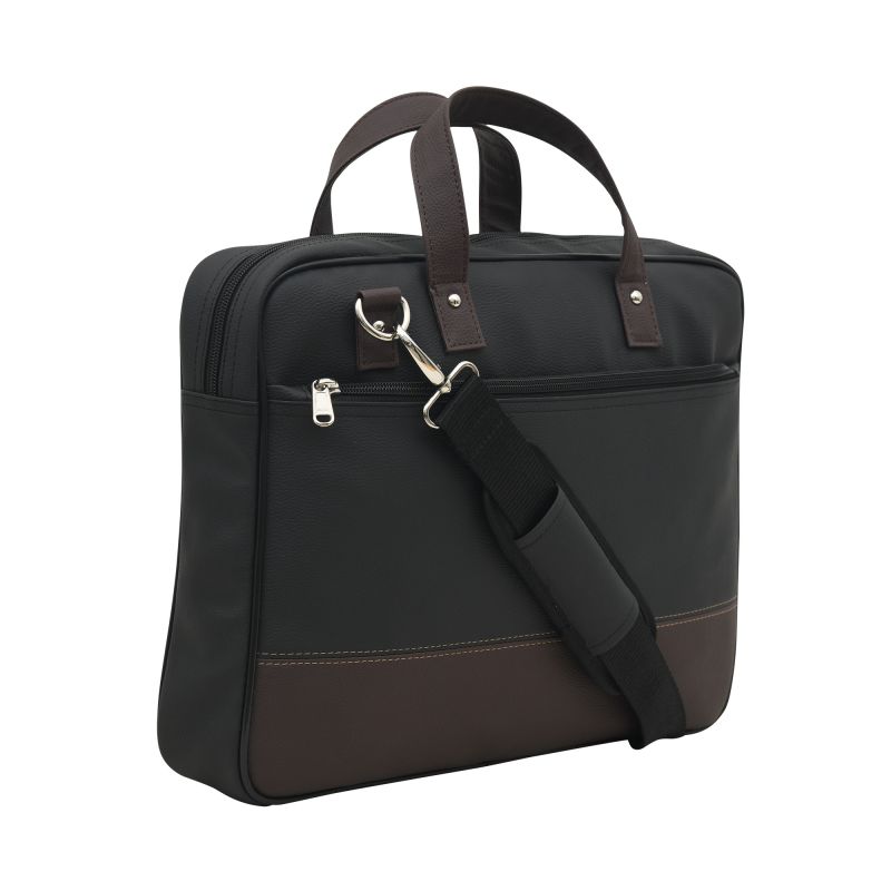 Buy Aquador Laptop Cum Messenger Bag With Black Brown Faux Vegan Leather- ( Code -ab-s-1461-black Brown ) online