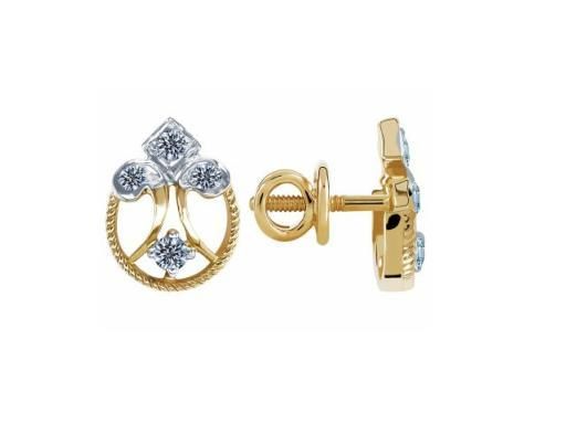 Buy Avsar Real Gold And Diamond Fancy Flower Earring online