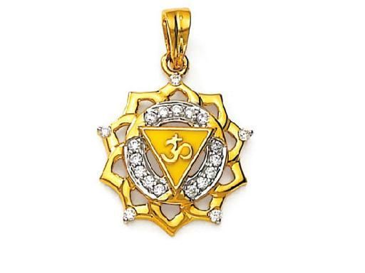 Buy Avsar Real Gold & Diamond Traditional Om Pendant online