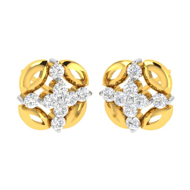 Buy Avsar Real Gold And Diamond Pranjal Earring (code - Ave314yb) online
