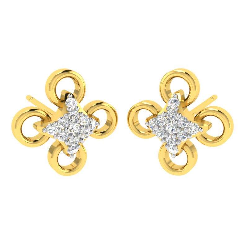 Buy Avsar Real Gold And Diamond Chetna Earring (code - Ave344yb) online