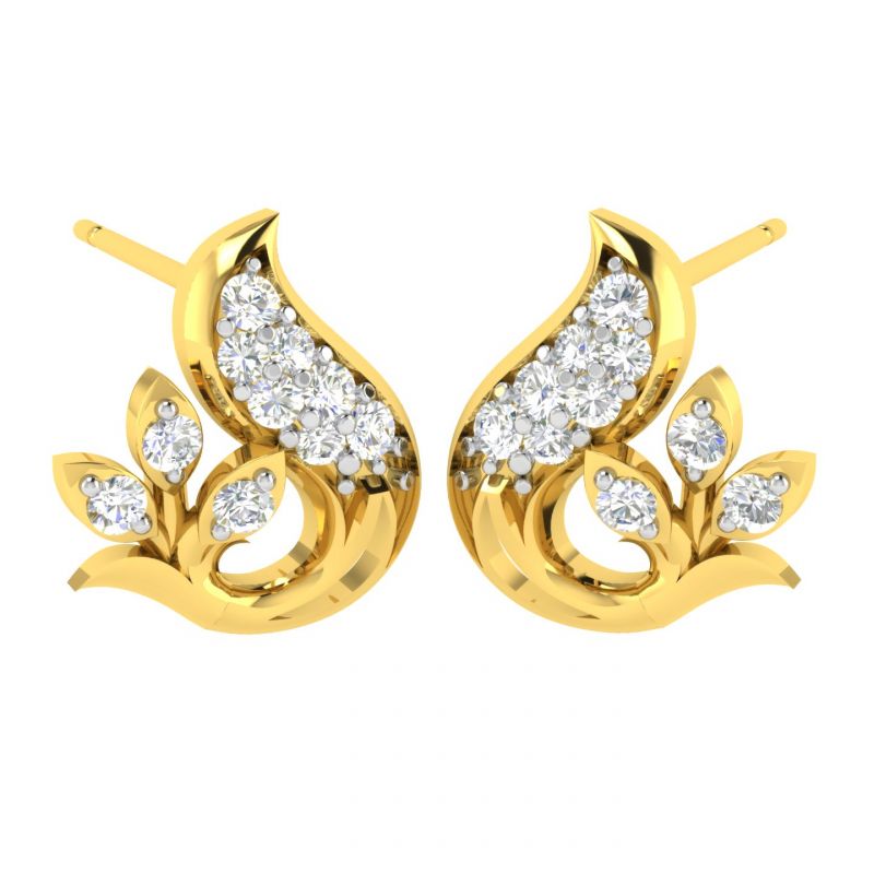 Buy Avsar Real Gold And Diamond Sachi Earring (code - Ave382a) online
